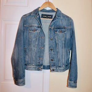 Express Womens Blue Denim Dark Wash Jean Jacket Button Front Jean Size XS